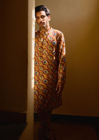 Ujjayanta Mustard Kurta And Churidar by Ankit V Kapoor available on Indiaspopup.com