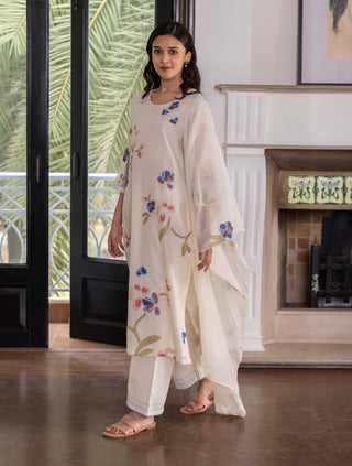 Pearl multihued applique kurta set