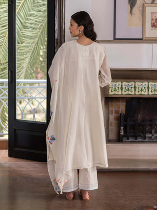 Pearl multihued applique kurta set