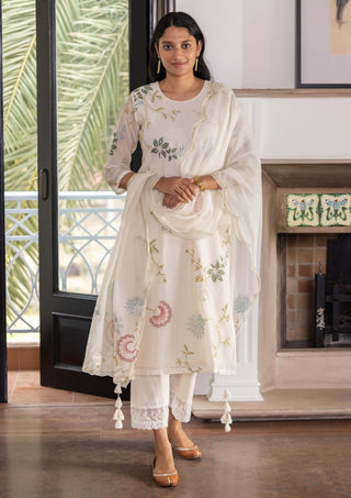 Pearl embroidered floral kurta set