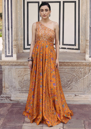 Drishti & Zahabia-Tangerine Maxi Dress-INDIASPOPUP.COM