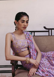 Lilac pre-draped sari and bustier
