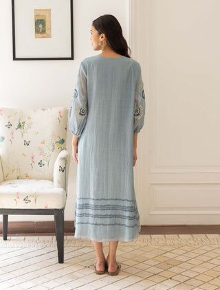 Vaayu-Powder Blue Embroidered Dress-INDIASPOPUP.COM