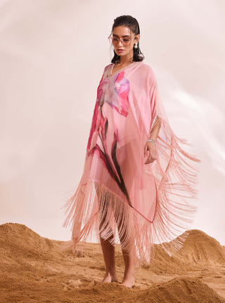 Dahlia Pink Printed Kaftan And Slip by Divya Aggarwal available on Indiaspopup.com