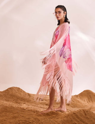 Dahlia Pink Printed Kaftan And Slip by Divya Aggarwal available on Indiaspopup.com