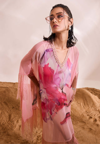 Dahlia Pink Printed Kaftan And Slip by Divya Aggarwal available on Indiaspopup.com