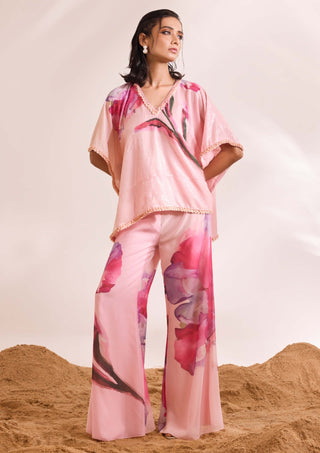 Inara Pink Printed Sequin Kaftan And Pants by Divya Aggarwal available on Indiaspopup.com