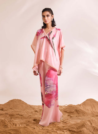 Inara Pink Printed Sequin Kaftan And Pants by Divya Aggarwal available on Indiaspopup.com