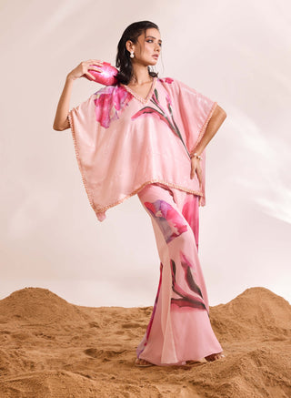 Inara Pink Printed Sequin Kaftan And Pants by Divya Aggarwal available on Indiaspopup.com