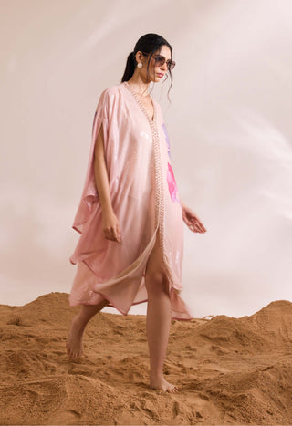 Zalie Pink Sequin Kaftan And Slip by Divya Aggarwal available on Indiaspopup.com