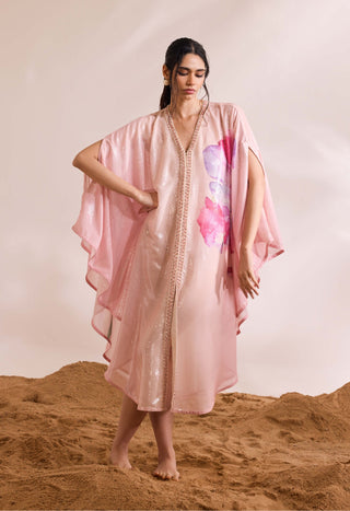 Zalie Pink Sequin Kaftan And Slip by Divya Aggarwal available on Indiaspopup.com