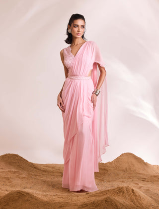 Eve pink drape sari and blouse