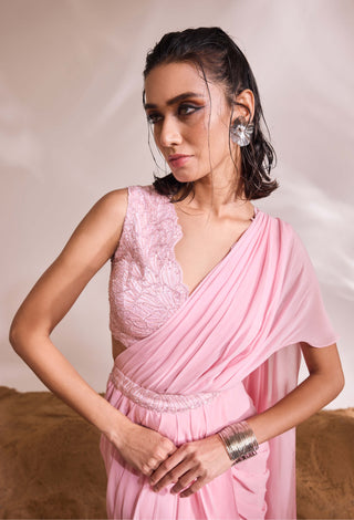 Eve pink drape sari and blouse
