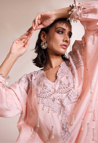 Orion Pink Kaftan And Pants by Divya Aggarwal available on Indiaspopup.com