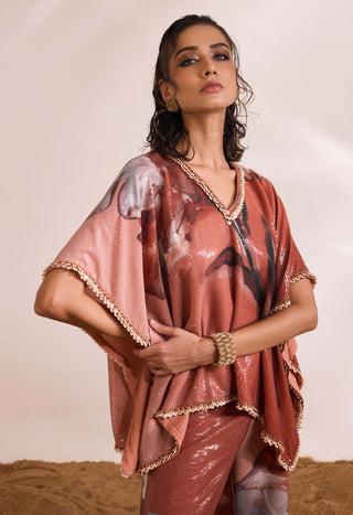 Inara Printed Sequin Kaftan And Pants by Divya Aggarwal available on Indiaspopup.com