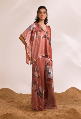 Inara Printed Sequin Kaftan And Pants by Divya Aggarwal available on Indiaspopup.com