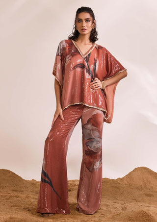 Inara Printed Sequin Kaftan And Pants by Divya Aggarwal available on Indiaspopup.com