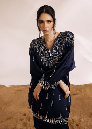 Orion Navy Blue Kaftan And Pants by Divya Aggarwal available on Indiaspopup.com