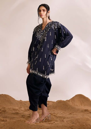 Orion Navy Blue Kaftan And Pants by Divya Aggarwal available on Indiaspopup.com