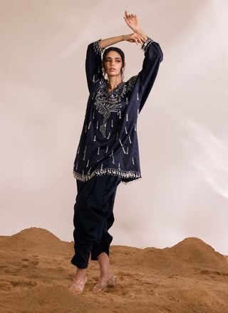 Orion Navy Blue Kaftan And Pants by Divya Aggarwal available on Indiaspopup.com