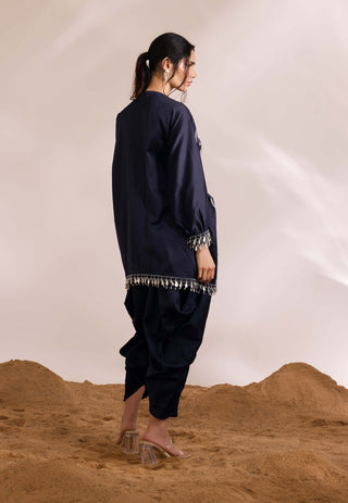 Orion Navy Blue Kaftan And Pants by Divya Aggarwal available on Indiaspopup.com