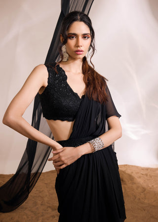 Eve black drape sari and blouse