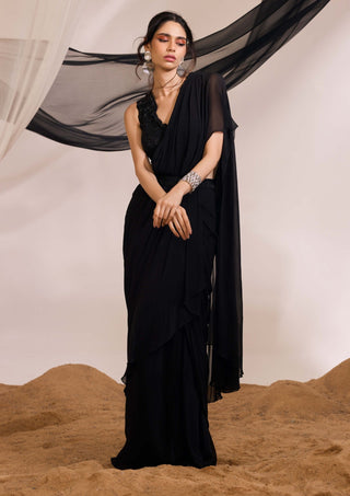 Eve black drape sari and blouse