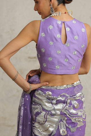 Saksham & Neharicka-Purple Hand Embroidered Blouse-INDIASPOPUP.COM