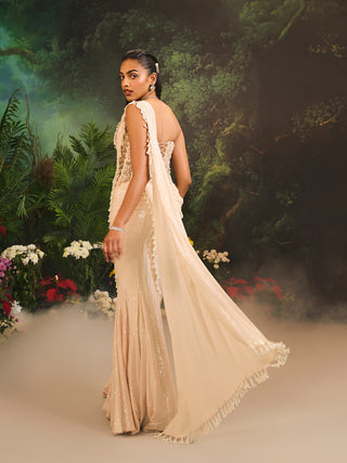 Lumi beige drape sari and corset