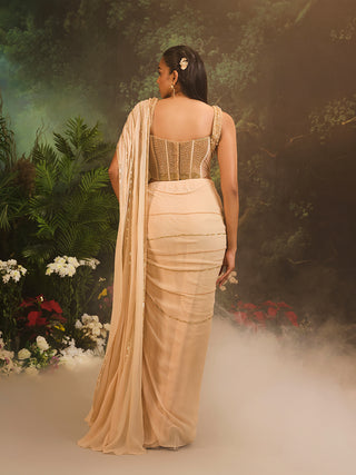 Stardust beige sari and corset