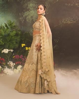 Jade Gold Embroidered Lehenga Set by Divya Aggarwal available on Indiaspopup