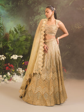 Jade Gold Embroidered Lehenga Set by Divya Aggarwal available on Indiaspopup