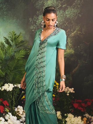 Sage teal kurta and skirt