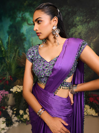 Aurora purple sari and blouse