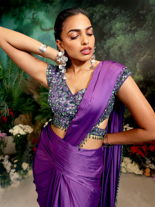 Aurora purple sari and blouse