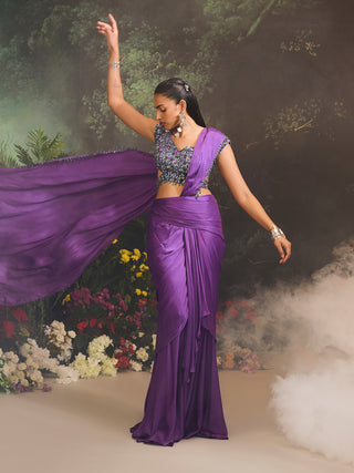 Aurora purple sari and blouse