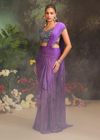 Aurora purple sari and blouse