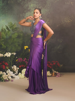 Aurora purple sari and blouse