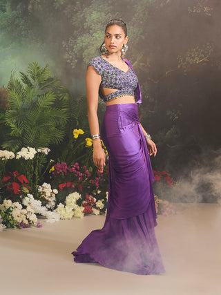 Aurora purple sari and blouse