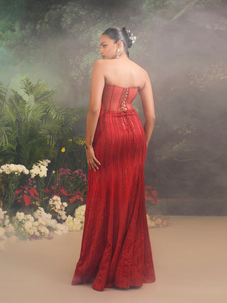 Bellerose red gown with cape