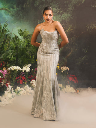 Bellerose silver gown with cape