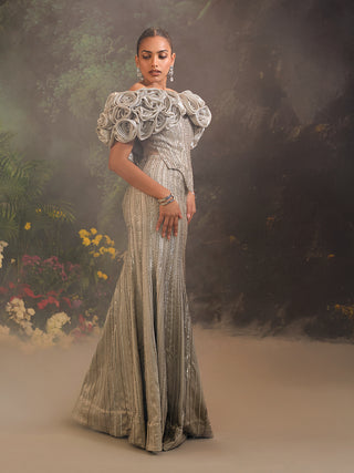 Bellerose silver gown with cape