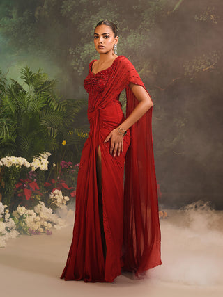 Stardust red sari and corset