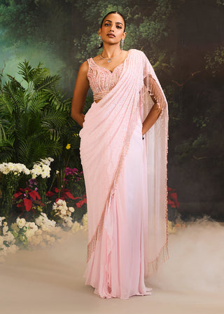 Nysa pink draped sari and blouse