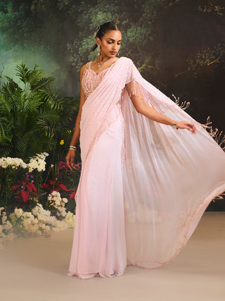 Nysa pink draped sari and blouse