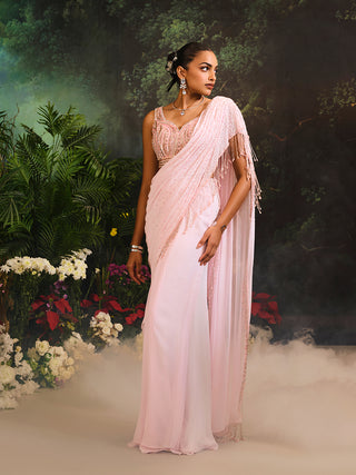 Nysa pink draped sari and blouse