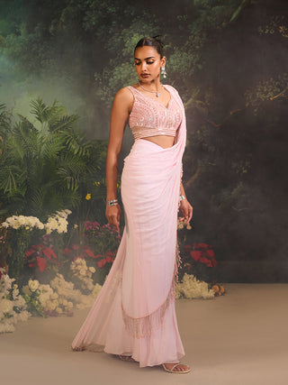 Nysa pink draped sari and blouse