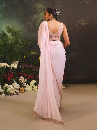 Nysa pink draped sari and blouse