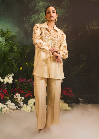 Lunara beige shirt and flared pants