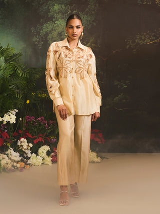 Lunara beige shirt and flared pants